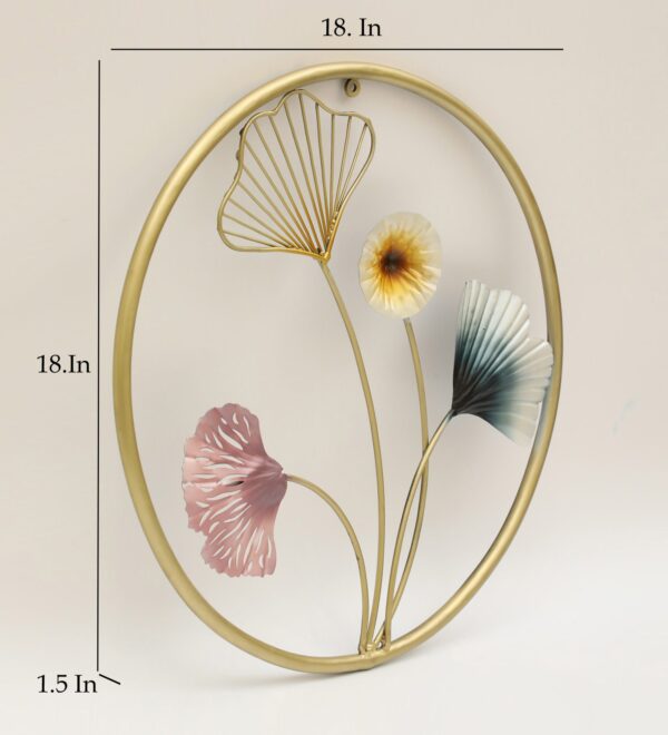 3 Molecules Atom Leaf Wall Hanging Decor with Round Frame - Image 2