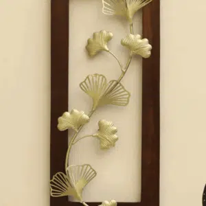 Ginko Wall Decor on Wooden Frame - W-Alex Bunch Metal Art