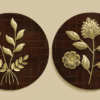 W-Banyu Asahi Leaf Wall Décor on Board Set of 2