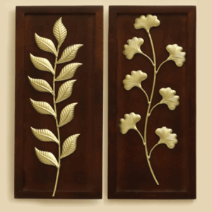 W-Evan Austin Leaf Wall Décor on Wooden Frame Set of 2