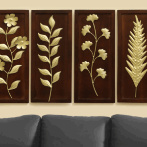 W-Oliver Evan Austin Harper Leaf Wall Décor on Wooden Frame Set of 4