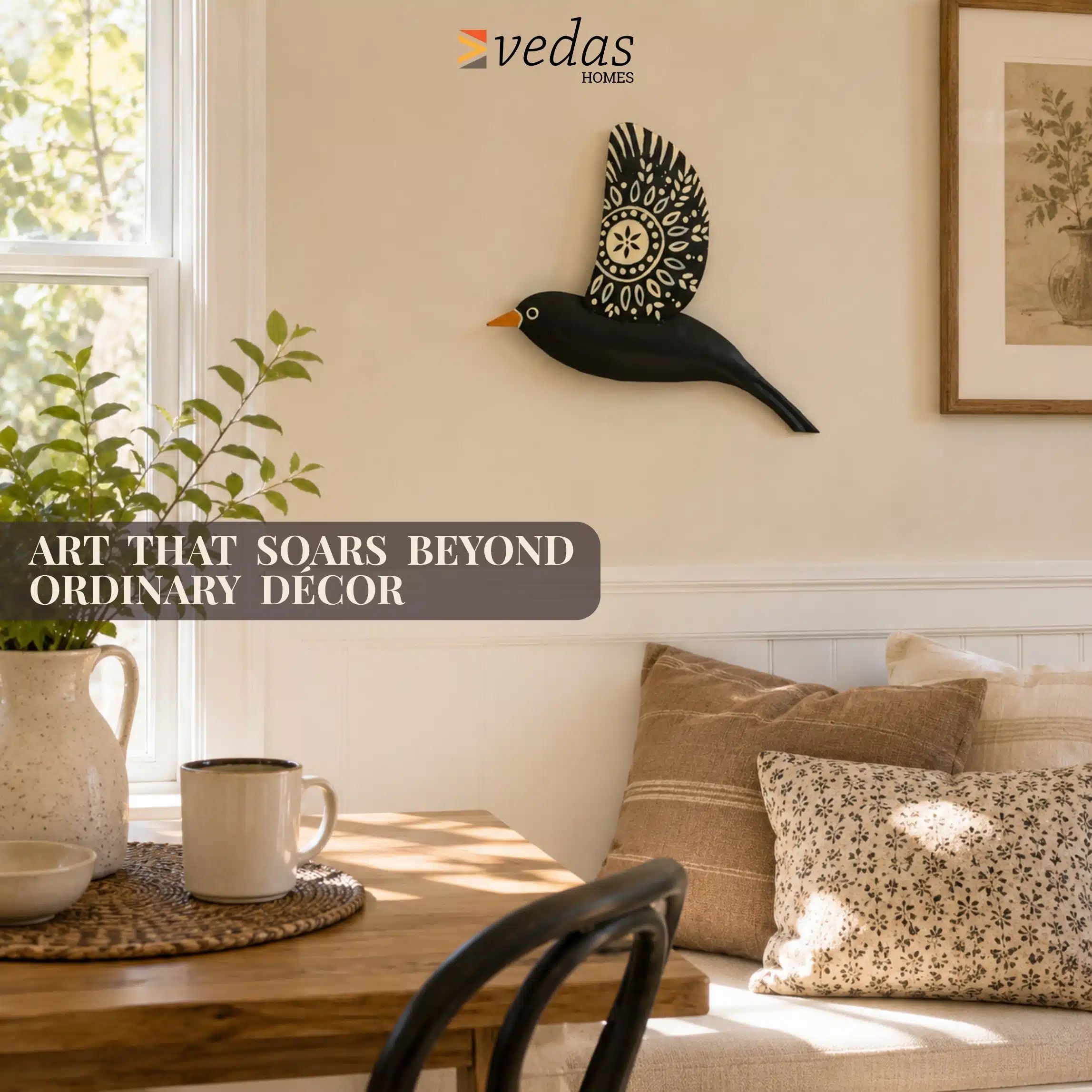 Premium Handpainted Metal Bird Wall Decor | Falguni Flying Bird Art - Image 2
