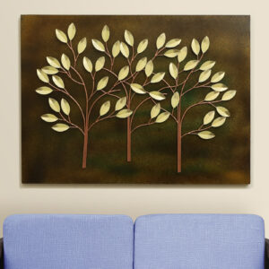 Metal & MDF Sol Tree On Board Wall Decor