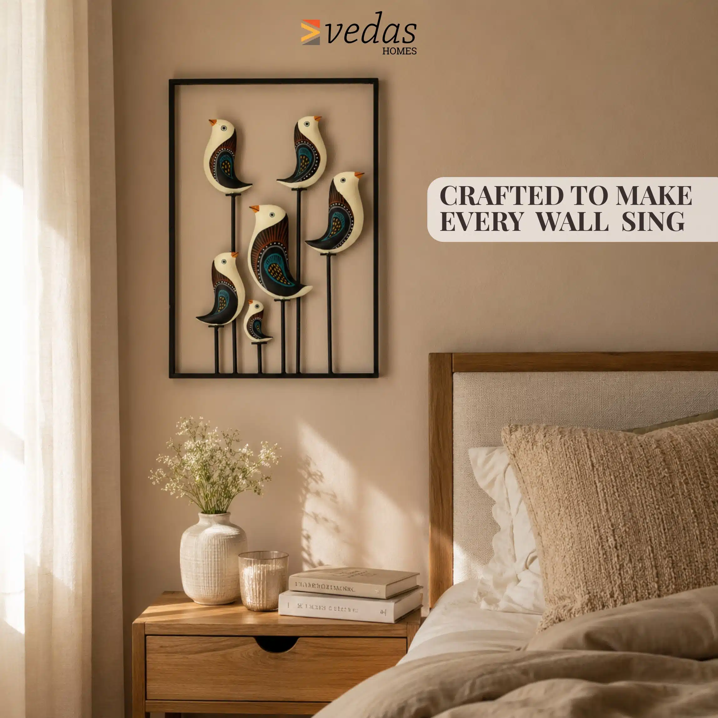 Elegant Ceramic Bird Wall Decor | Handpainted Lois Wall Art - Image 2