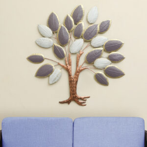 Metal Ivory Leaf Tree Wall Decor