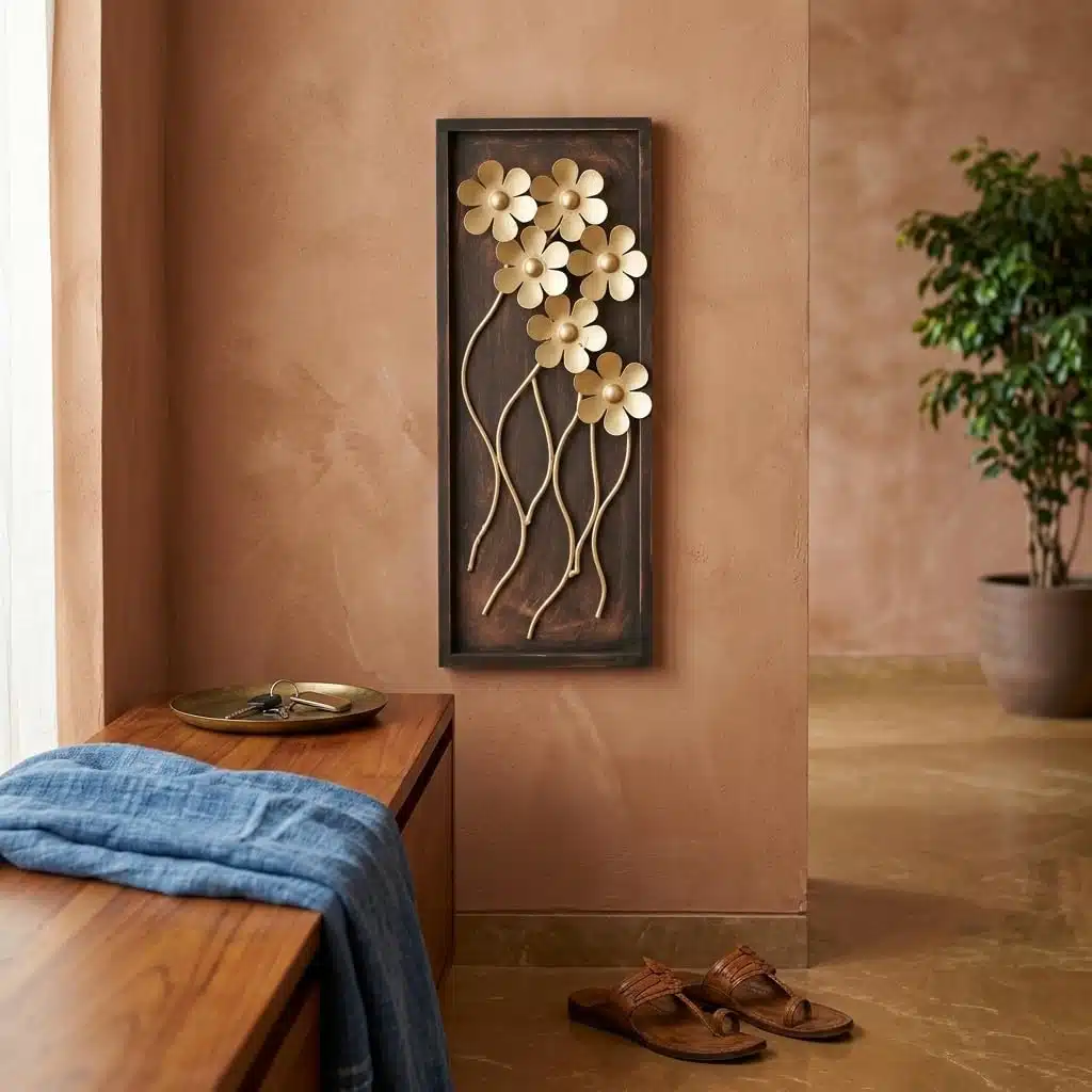 Gold Leaf Wall Frame - Piper Metal MDF Wall Art 8x20 Inch - Image 3