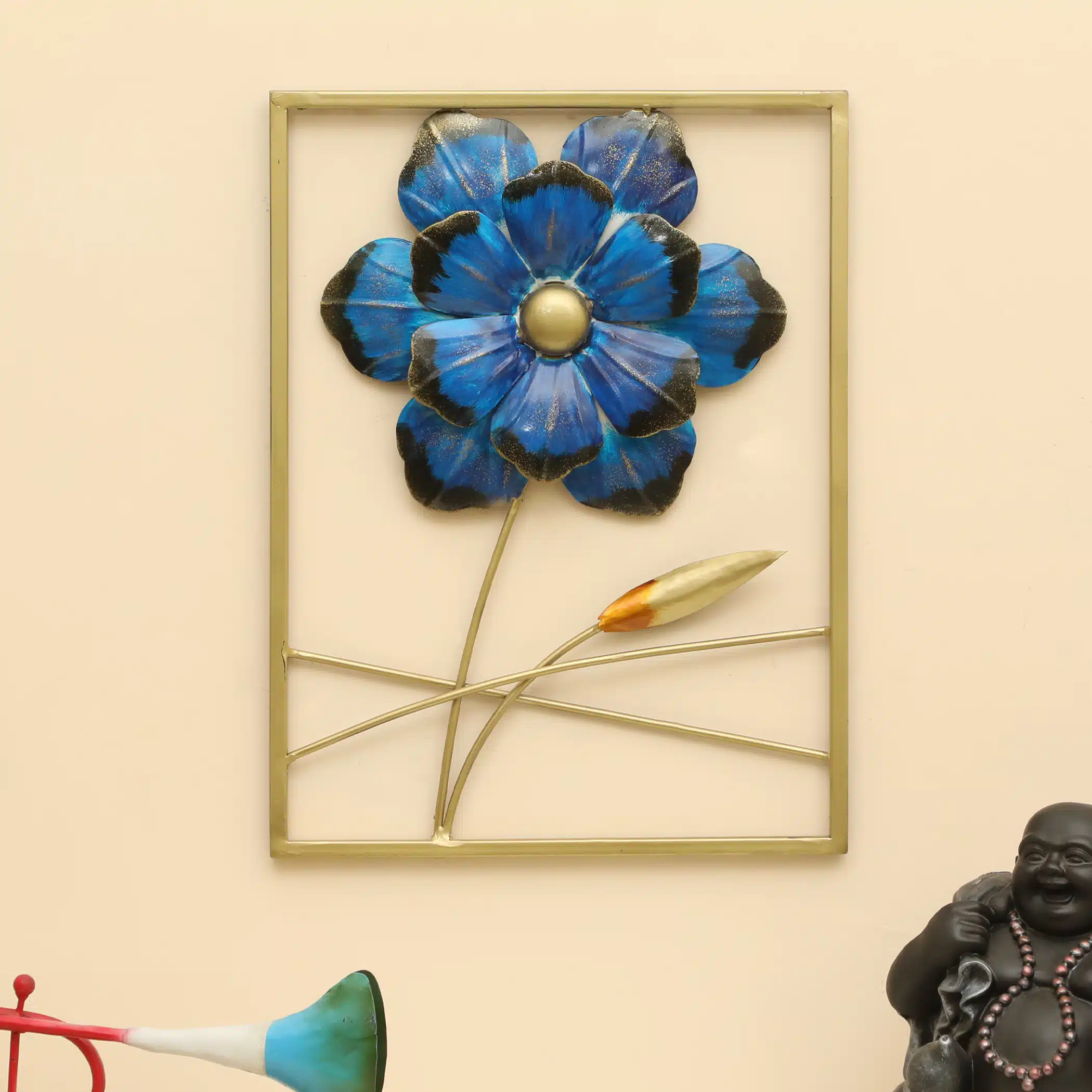 Metal Flowers Wall Frame - Cornwall Rectangular Wall Decor