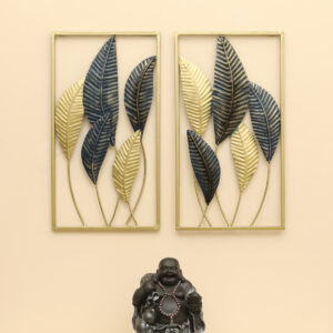 Metal Rectangular Haya Leaf Wall Decor Set of 2