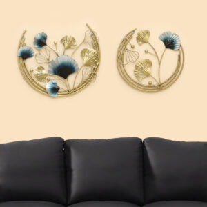 Metal Yoko Ginko Leafs Wall Hanging Set of 2