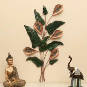 Metal Diya Leaves Wall Decor