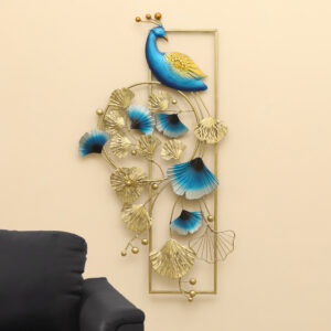 Metal Multicolor Feathered Genius Peacock Wall Decor