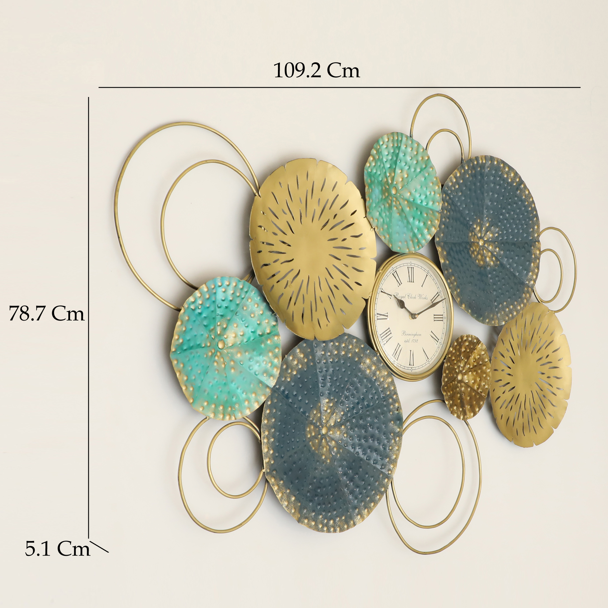 Metal Akoko Round Wall Decor With Clock - Image 2