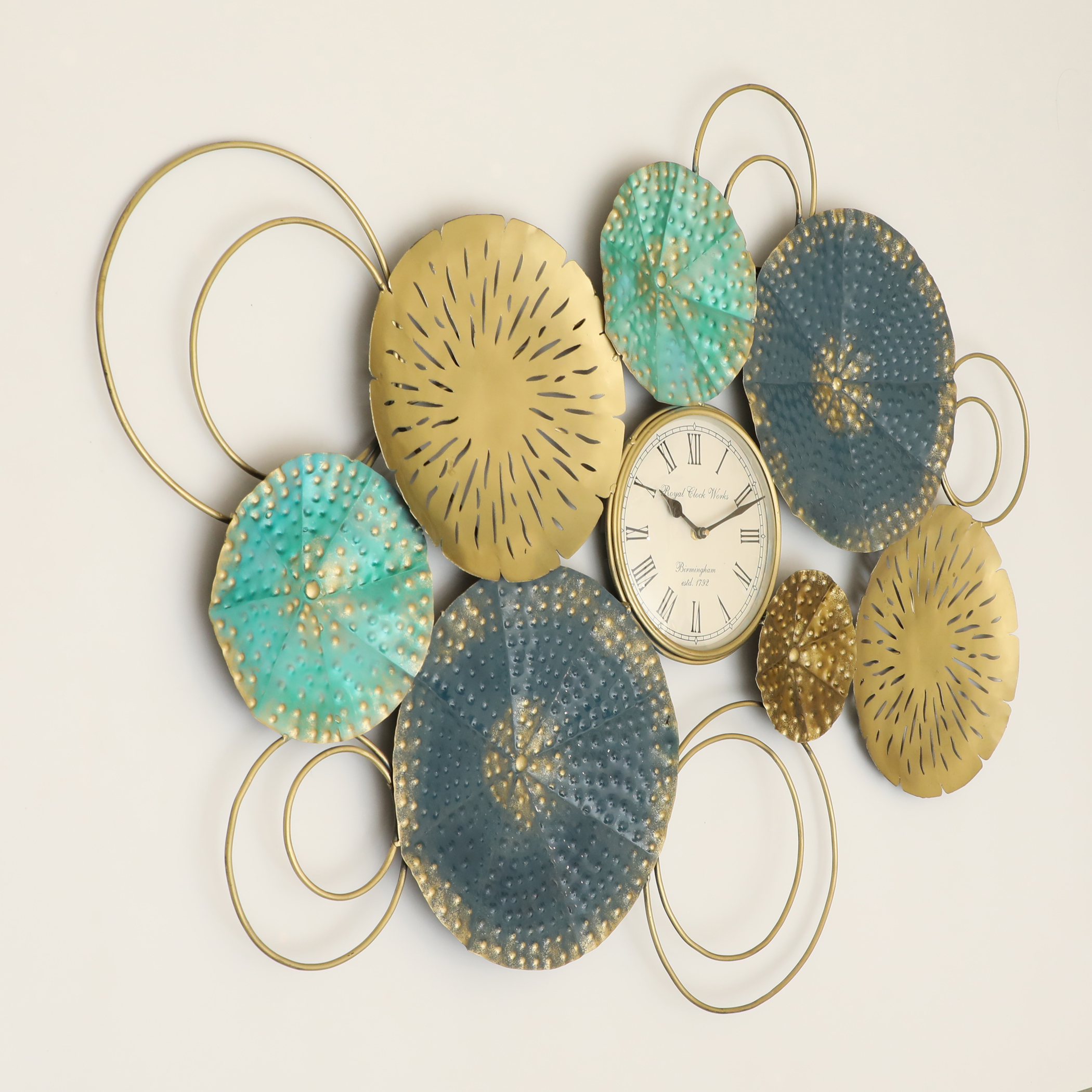 Metal Akoko Round Wall Decor With Clock - Image 3