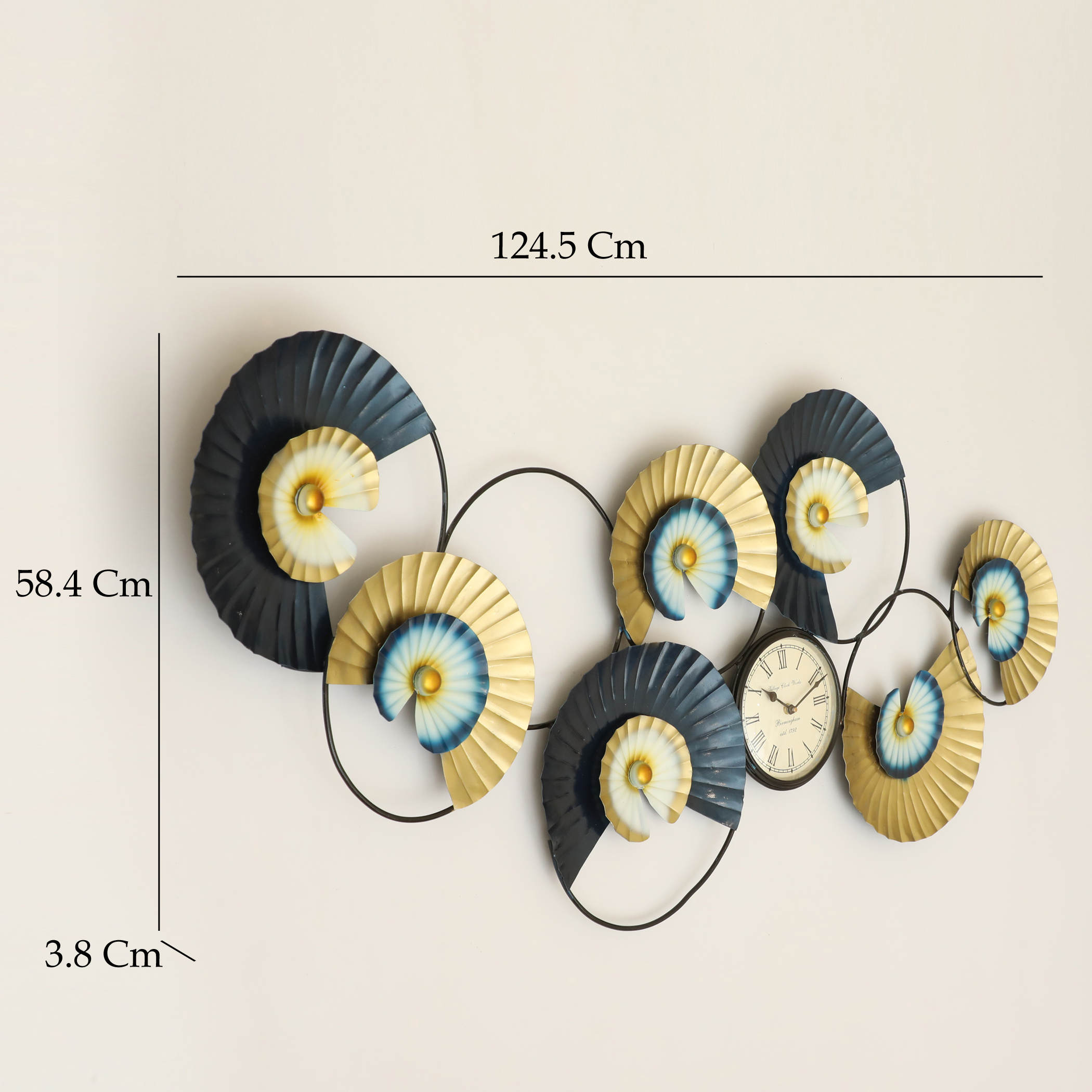 Metal Levan Abstract Circle Wall Decor With Clock - Image 2