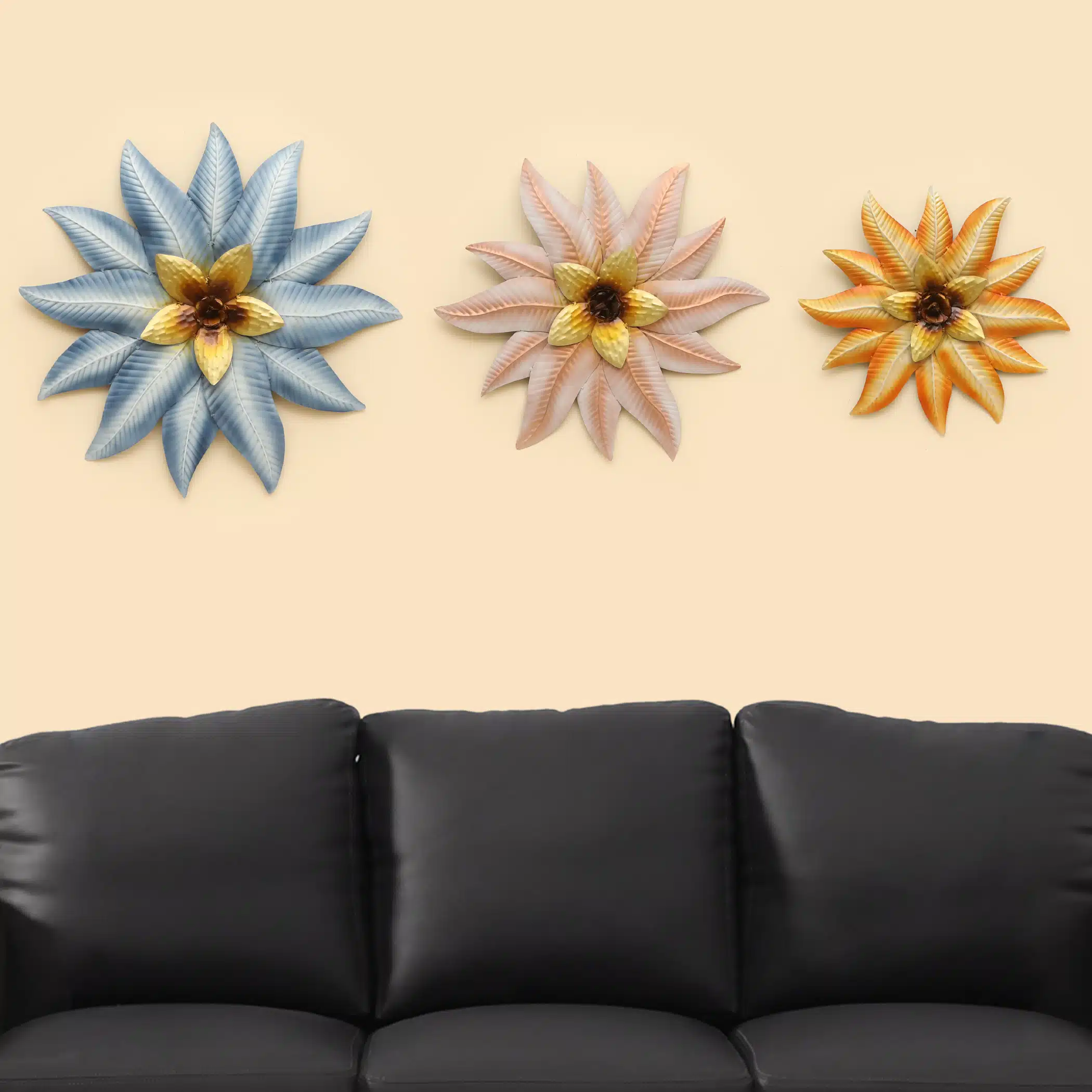 Flower Wall Decor Set of 3 - Ena Metal Floral Wall Art