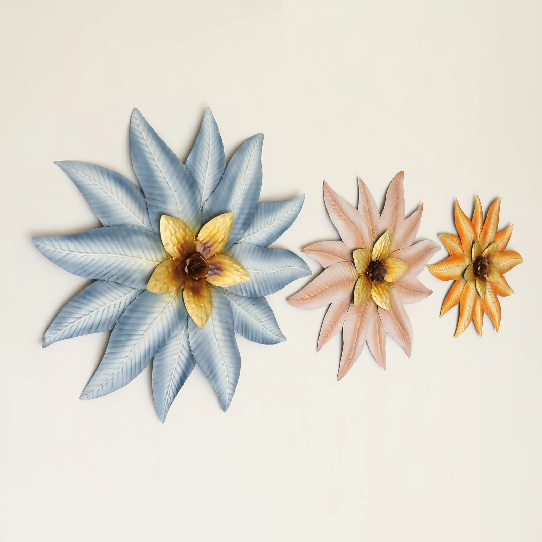 Flower Wall Decor Set of 3 - Ena Metal Floral Wall Art - Image 2