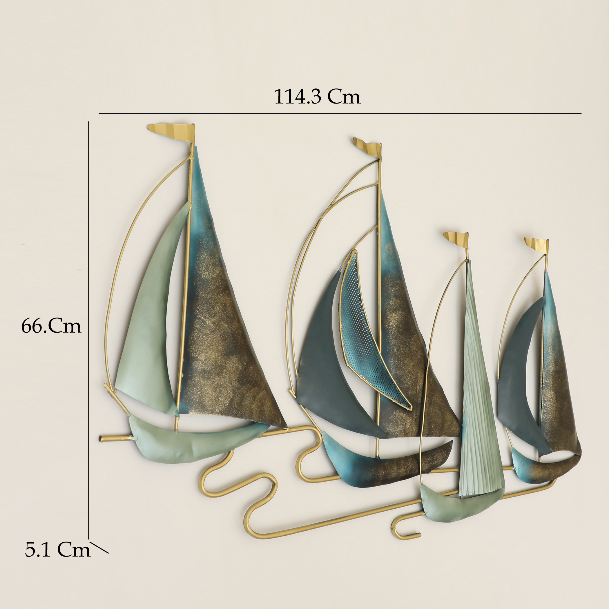 Metal Neptune Boat Ship Wall Decor - Image 2