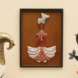 Rajasthani Musician Flute Wall Decor Handpainted Metal MDF Artwork