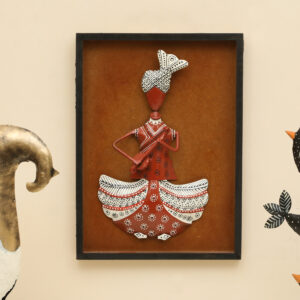 Metal & MDF Rajasthani Musician Akemi Sitar Handpainted Wall Decor