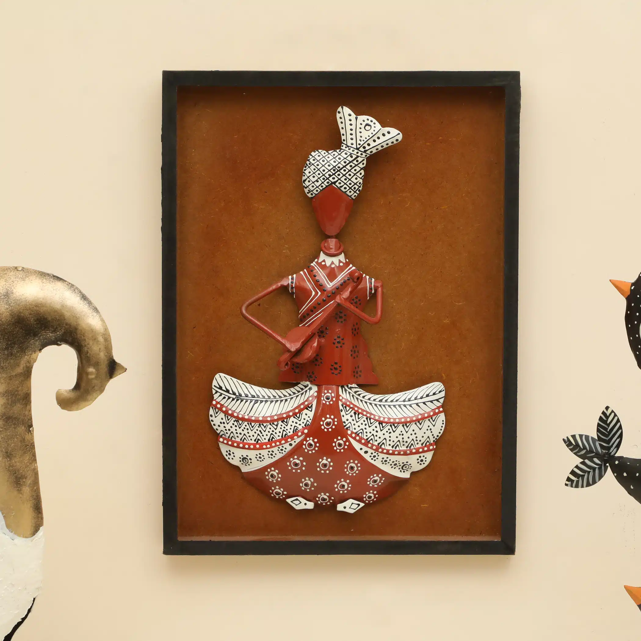 Sitar Wall Decor Handpainted Rajasthani Musician Wall Art