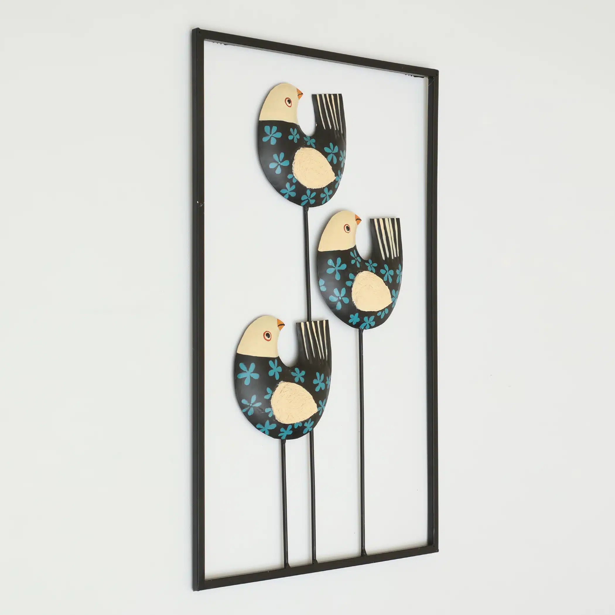 Handpainted Zeno Birds Wall Decor | Metal & Ceramic Wall Art - Image 4