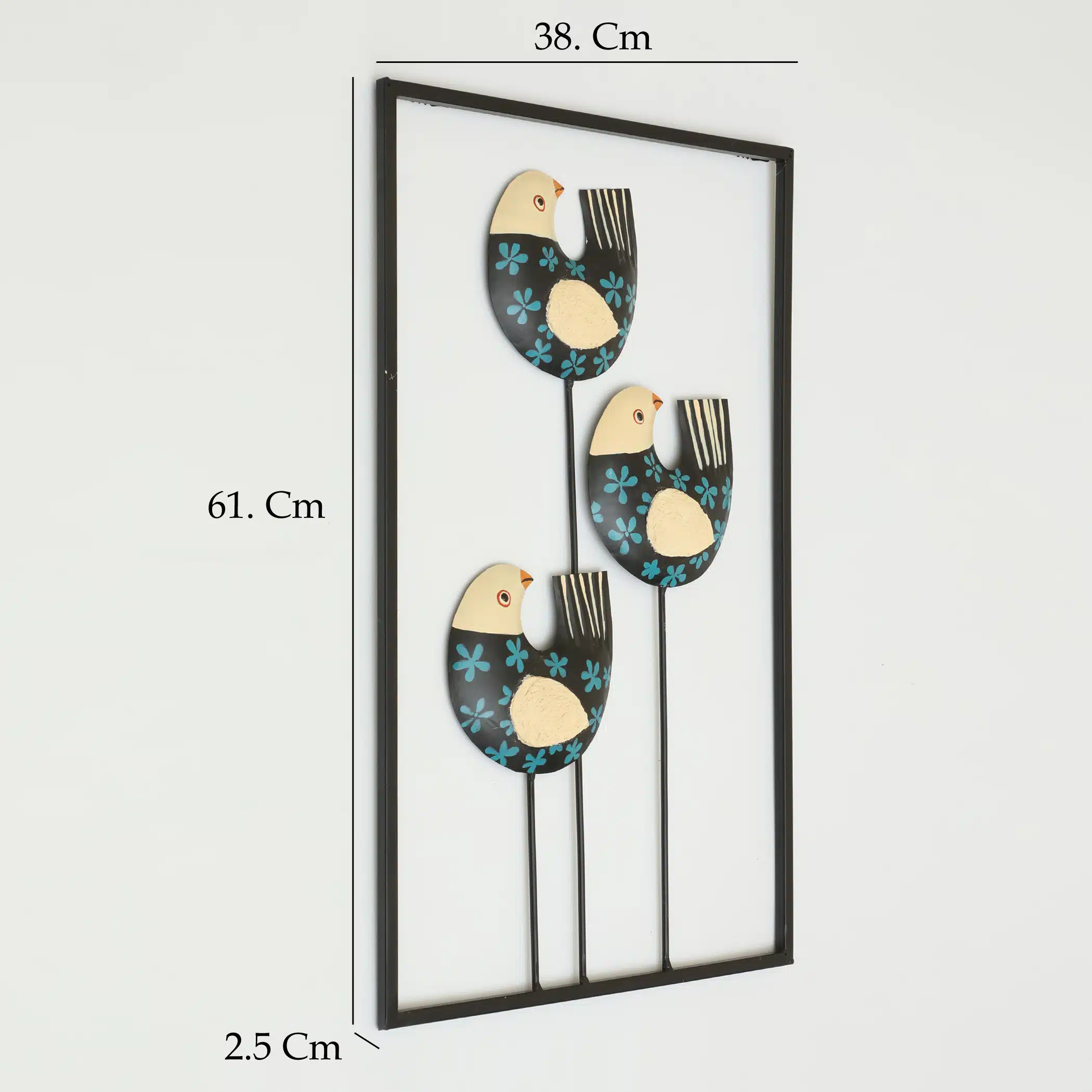 Handpainted Zeno Birds Wall Decor | Metal & Ceramic Wall Art - Image 3