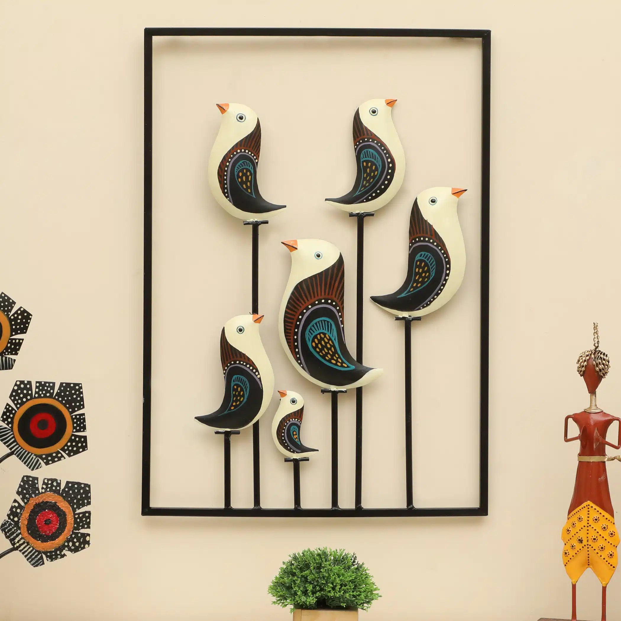 Ceramic Bird Wall Decor Handpainted Metal Ceramic Wall Art