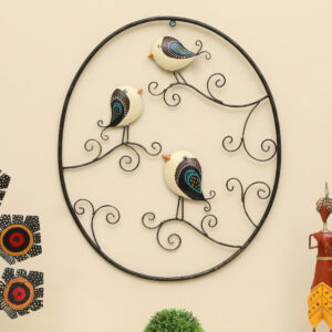 Handpainted Metal & Ceramic Galen Birds Wall Decor