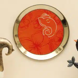Metal & Glass Ganesha Printed Wall Plate