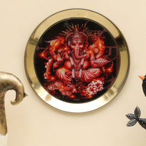 Metal & Glass Blessing Ganesha Printed Wall Plate