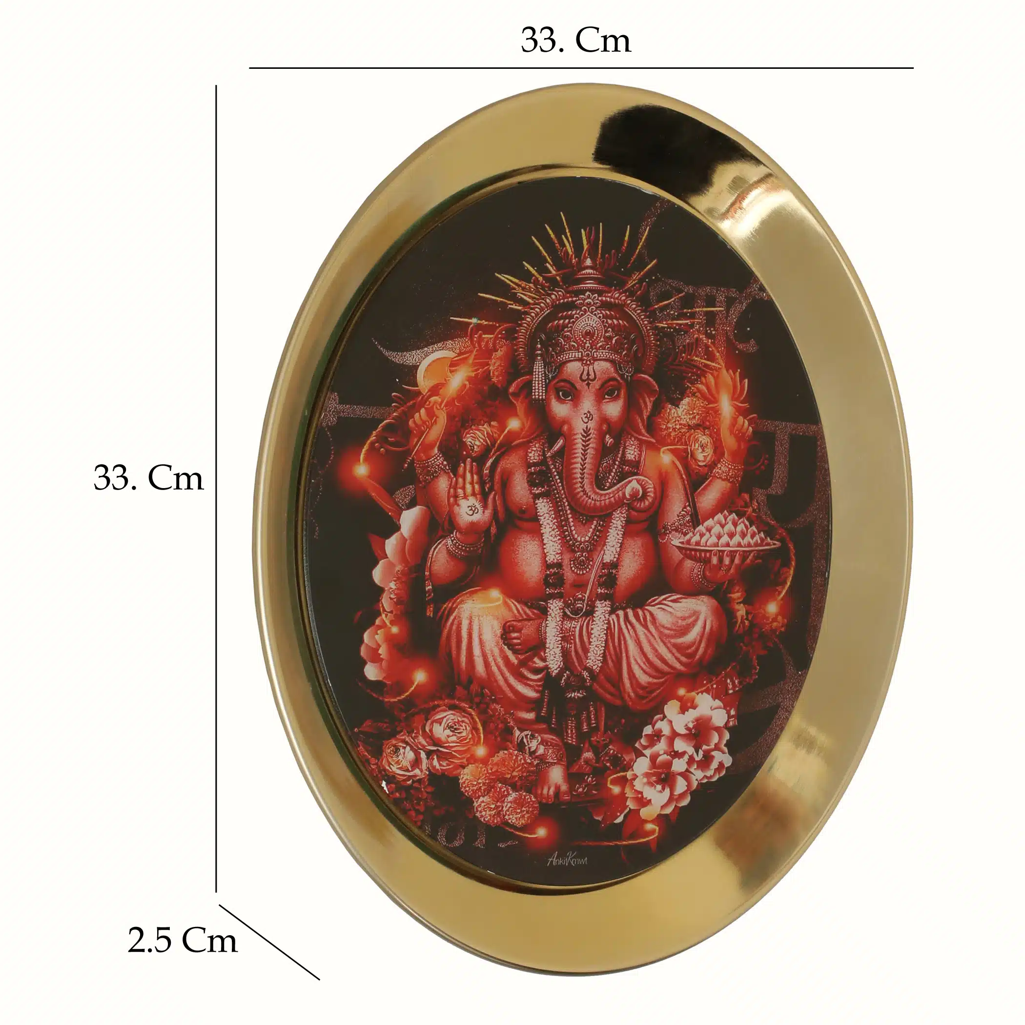 Ganesha Wall Plate - Blessing Ganesha Metal Glass Decor - Image 2