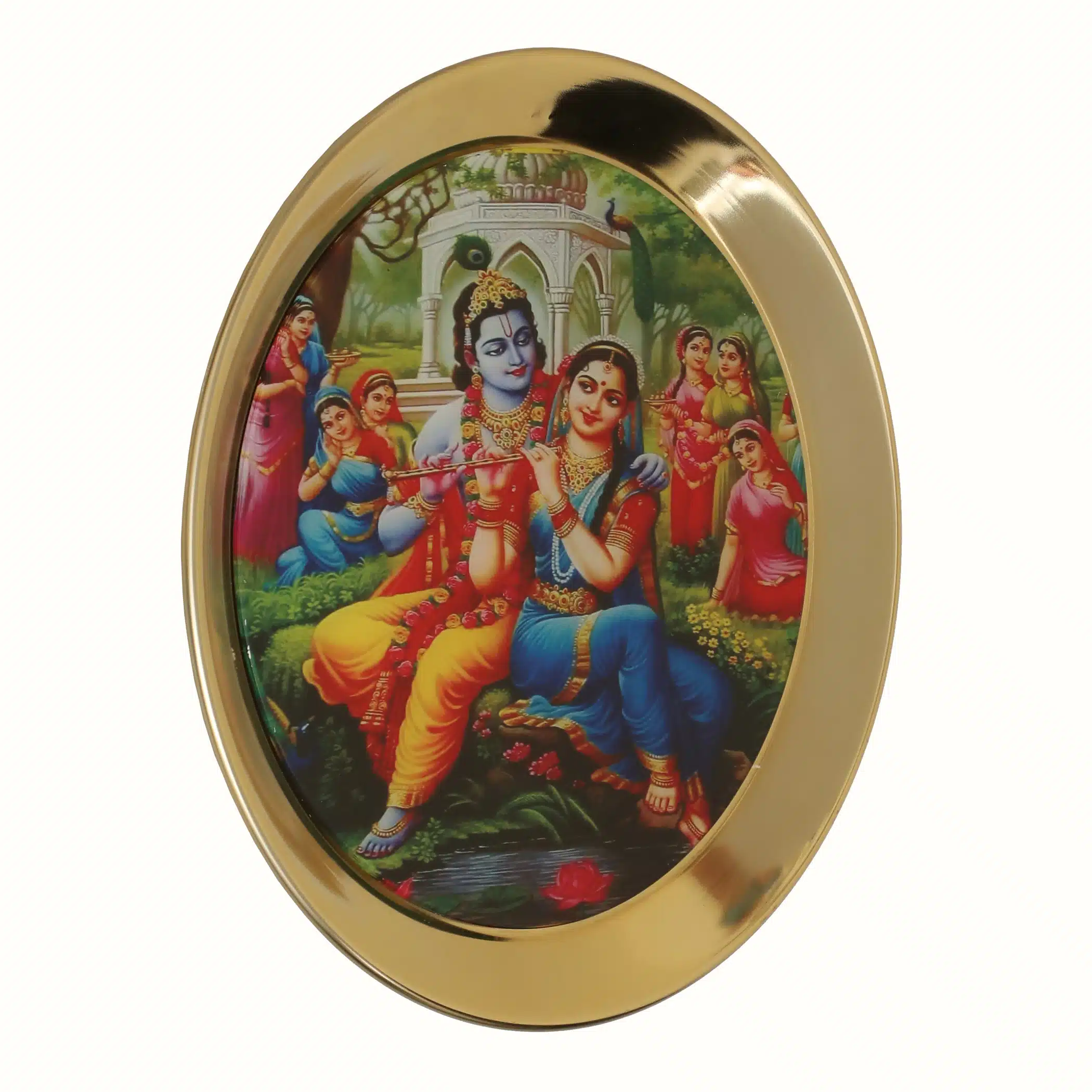 Radha Krishna Wall Plate - Metal Glass Printed Wall Decor - Image 3