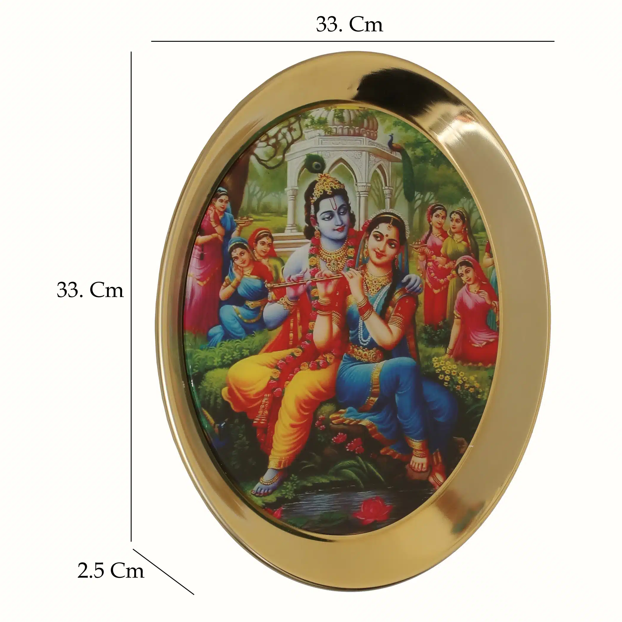 Radha Krishna Wall Plate - Metal Glass Printed Wall Decor - Image 2