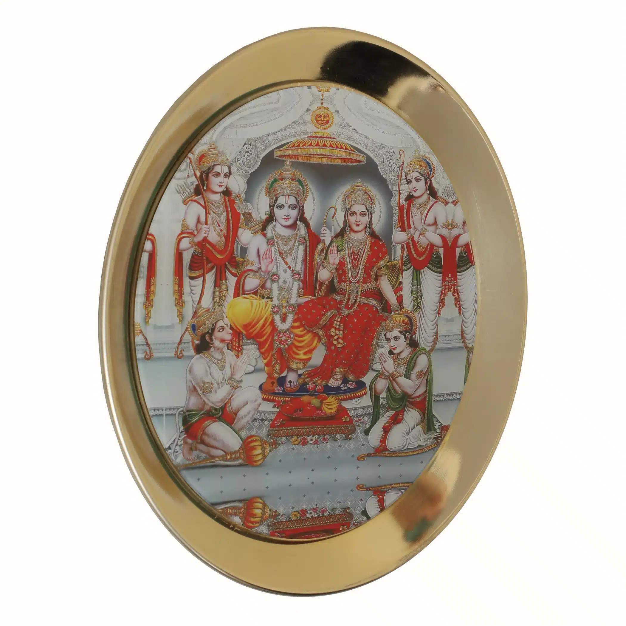 Ram Darbar Wall Decor - Metal Glass Plate White Background - Image 3