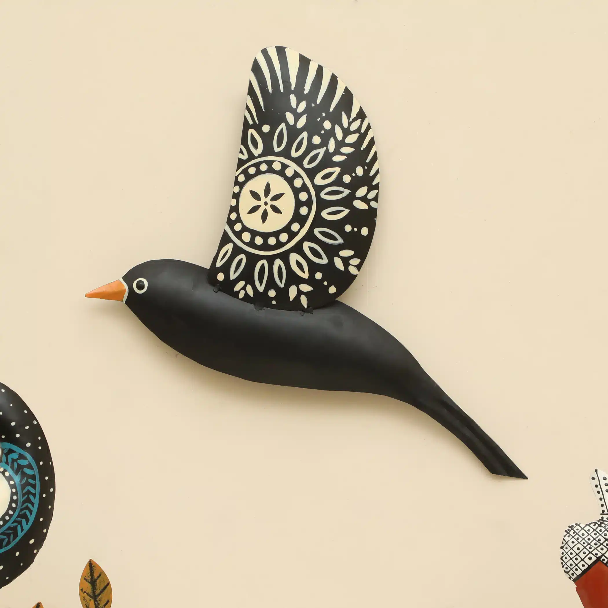 Handpainted Metal Bird Wall Decor Flying Bird Wall Art