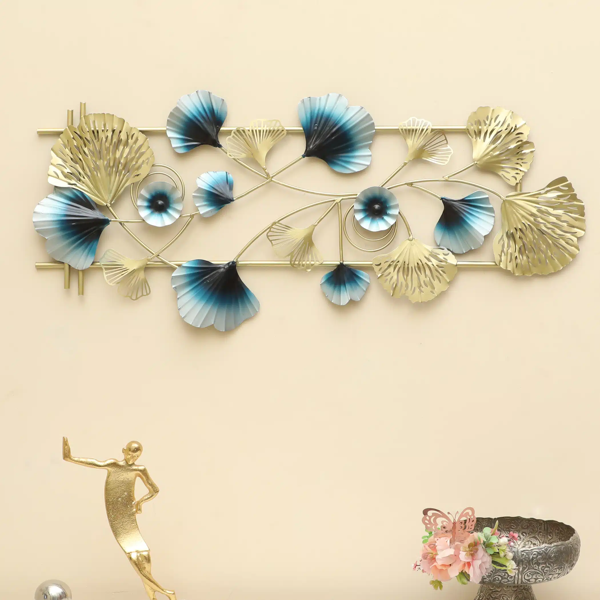 Multi Ginko Wall Decor - Inika Metal Leaf Wall Art