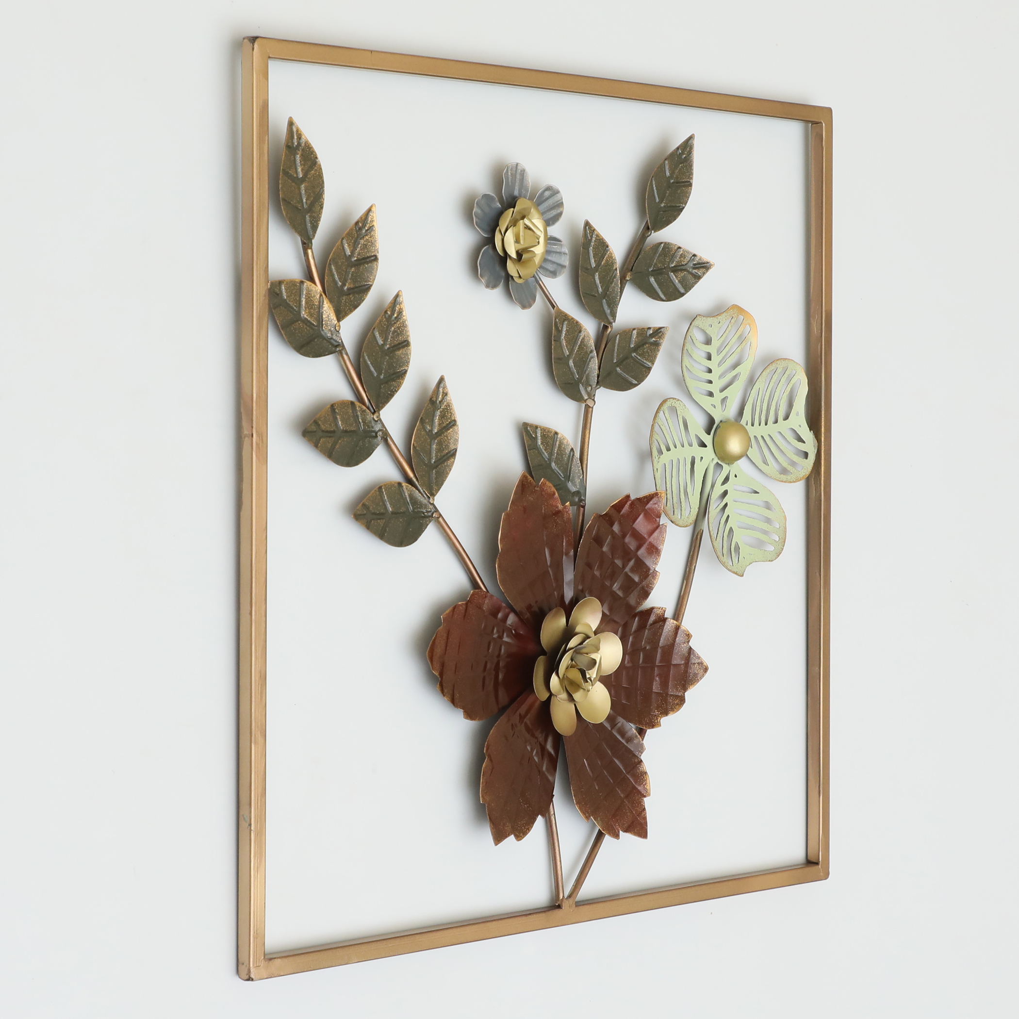 Metal Square Lekha Flower Wall Frame - Image 3