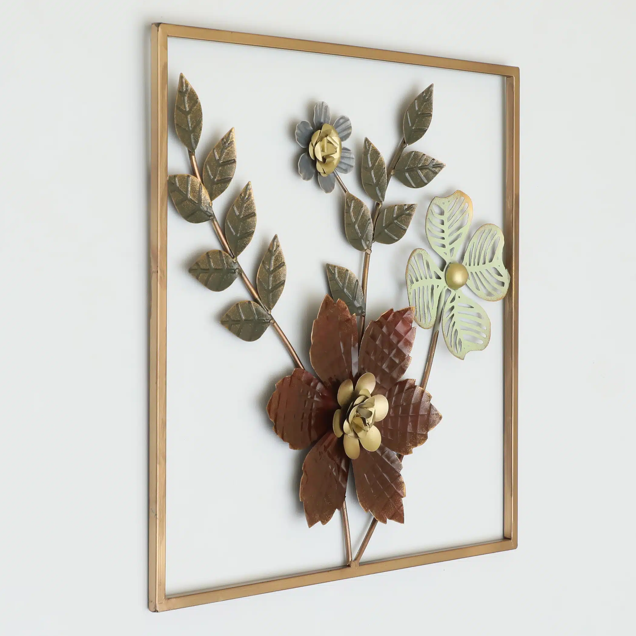 Metal Wall Art for Living Room – Square Flower Wall Decor 18x18 in - Image 7