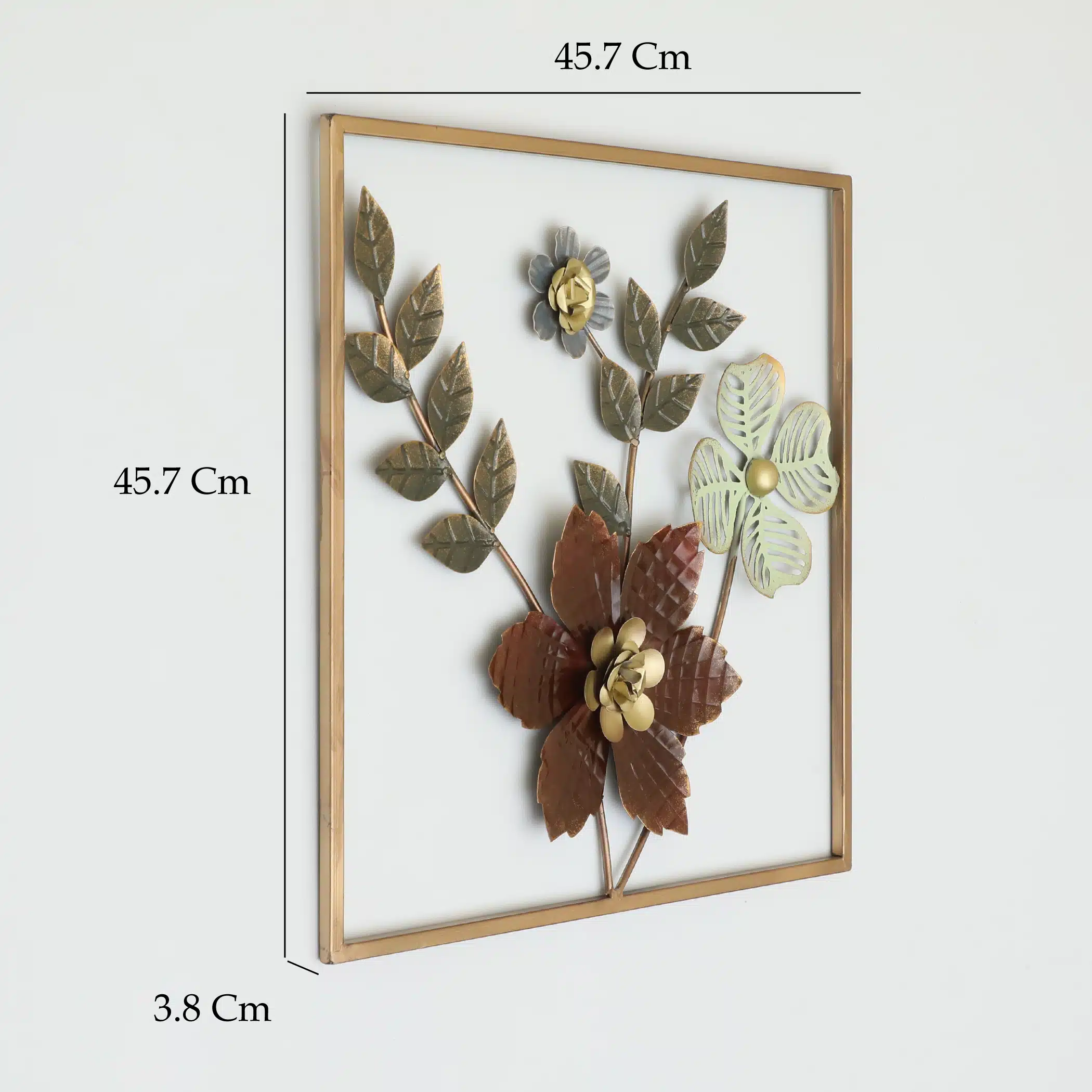 Metal Wall Art for Living Room – Square Flower Wall Decor 18x18 in - Image 8