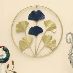 Round Ginko Leaf Wall Frame - Shaan Metal Wall Decor