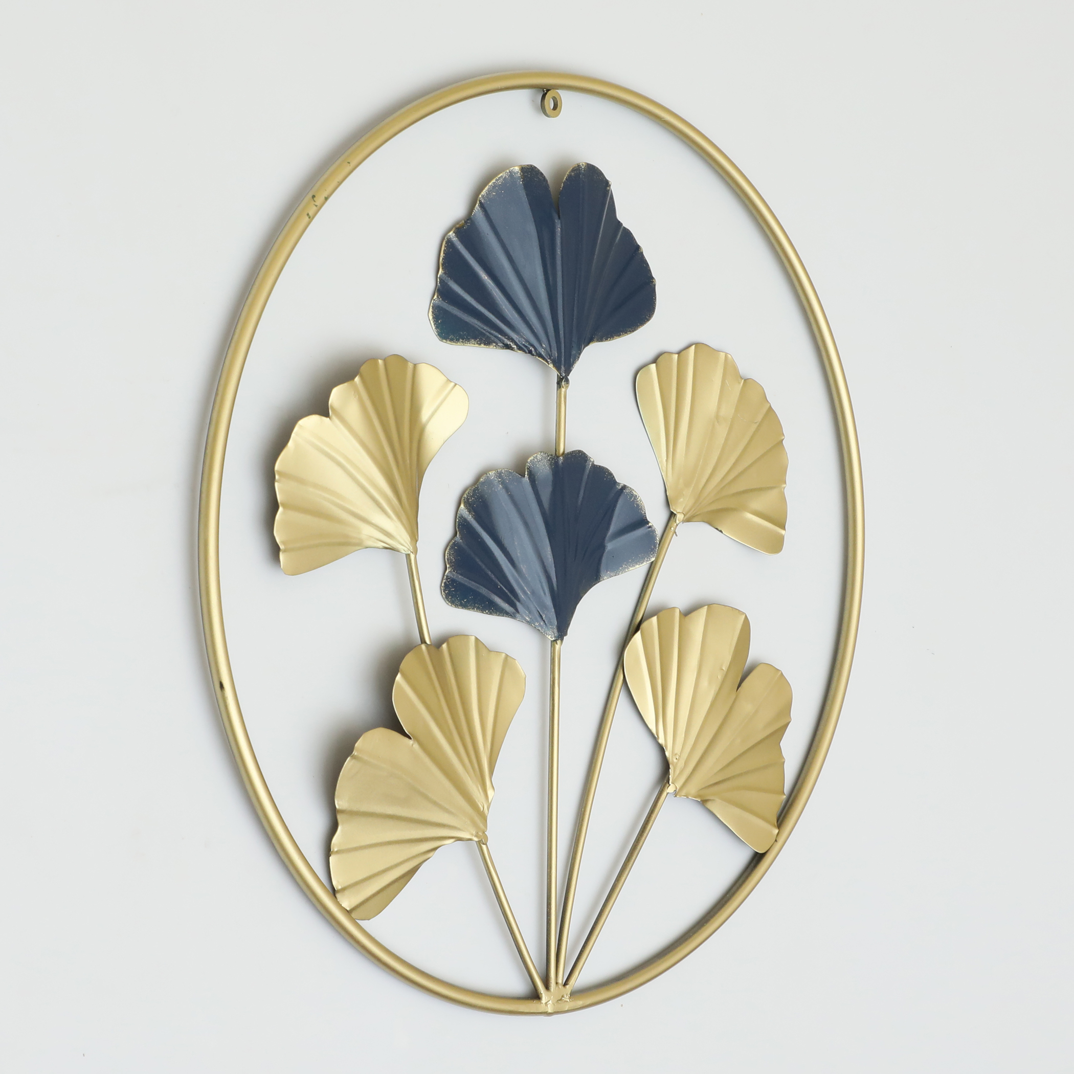 Metal Round Shaan Ginko Leaf Wall Frame - Image 2