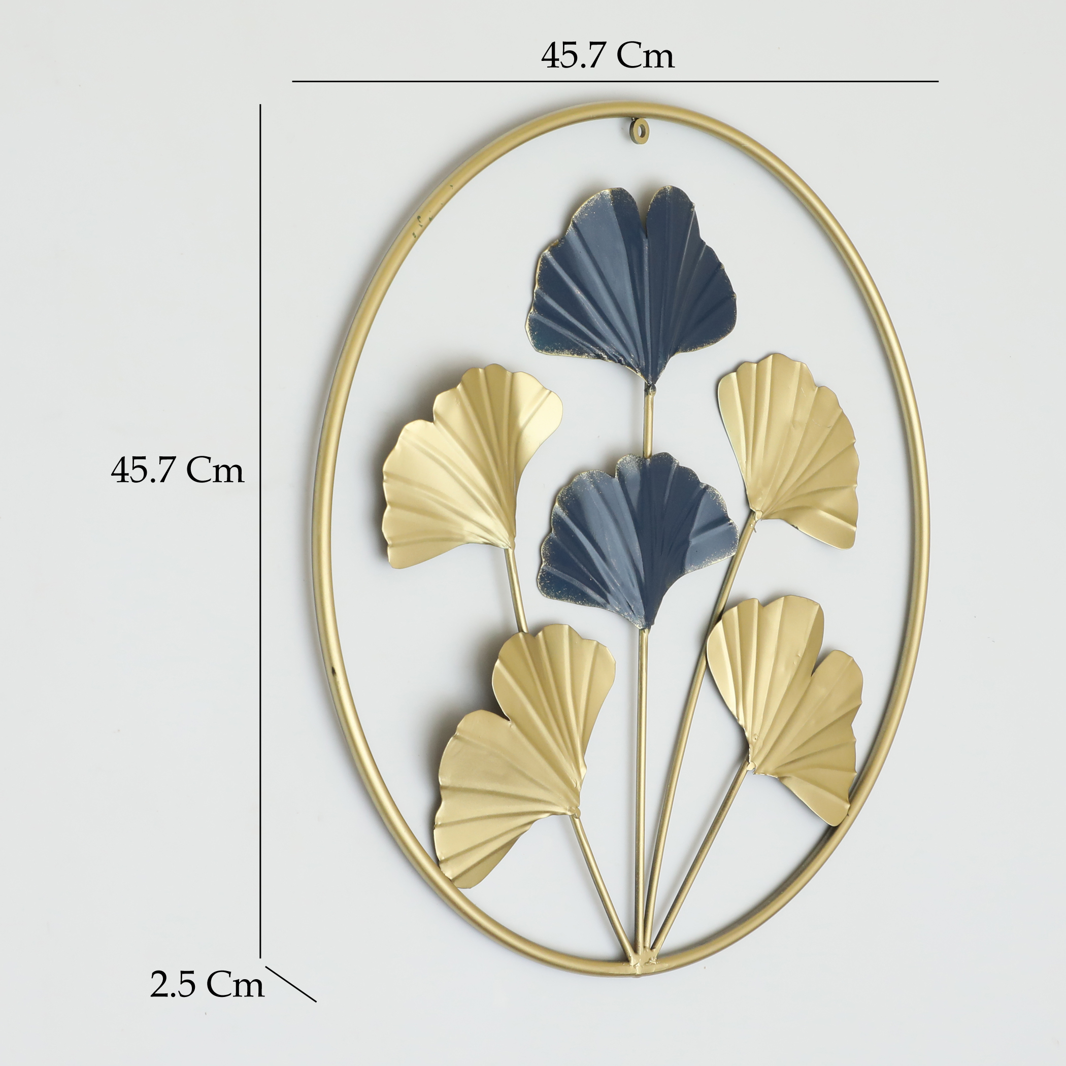 Metal Round Shaan Ginko Leaf Wall Frame - Image 3