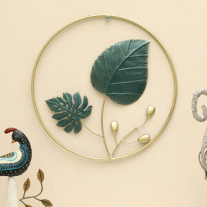Metal Round Kaashvi Leaf Wall Frame