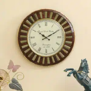 Luca Wooden Wall Clock with Decorative Sunburst Wooden Frame