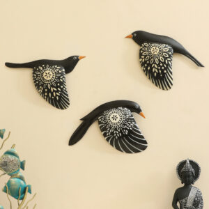 Metal Handpainted Falguni Flying Bird Wall Décor Set of 3