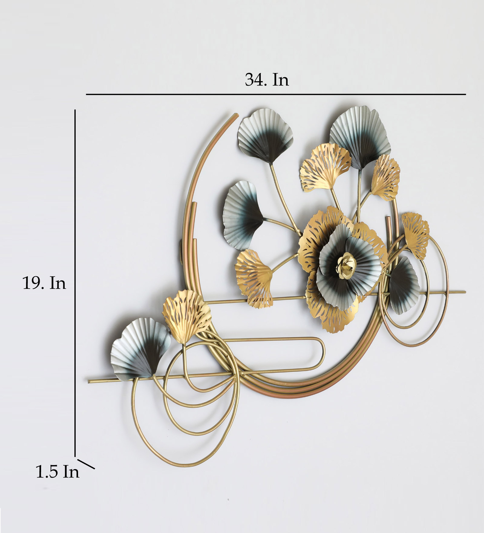 Metal Gajraj Leaf Wall Art Decor - Image 2