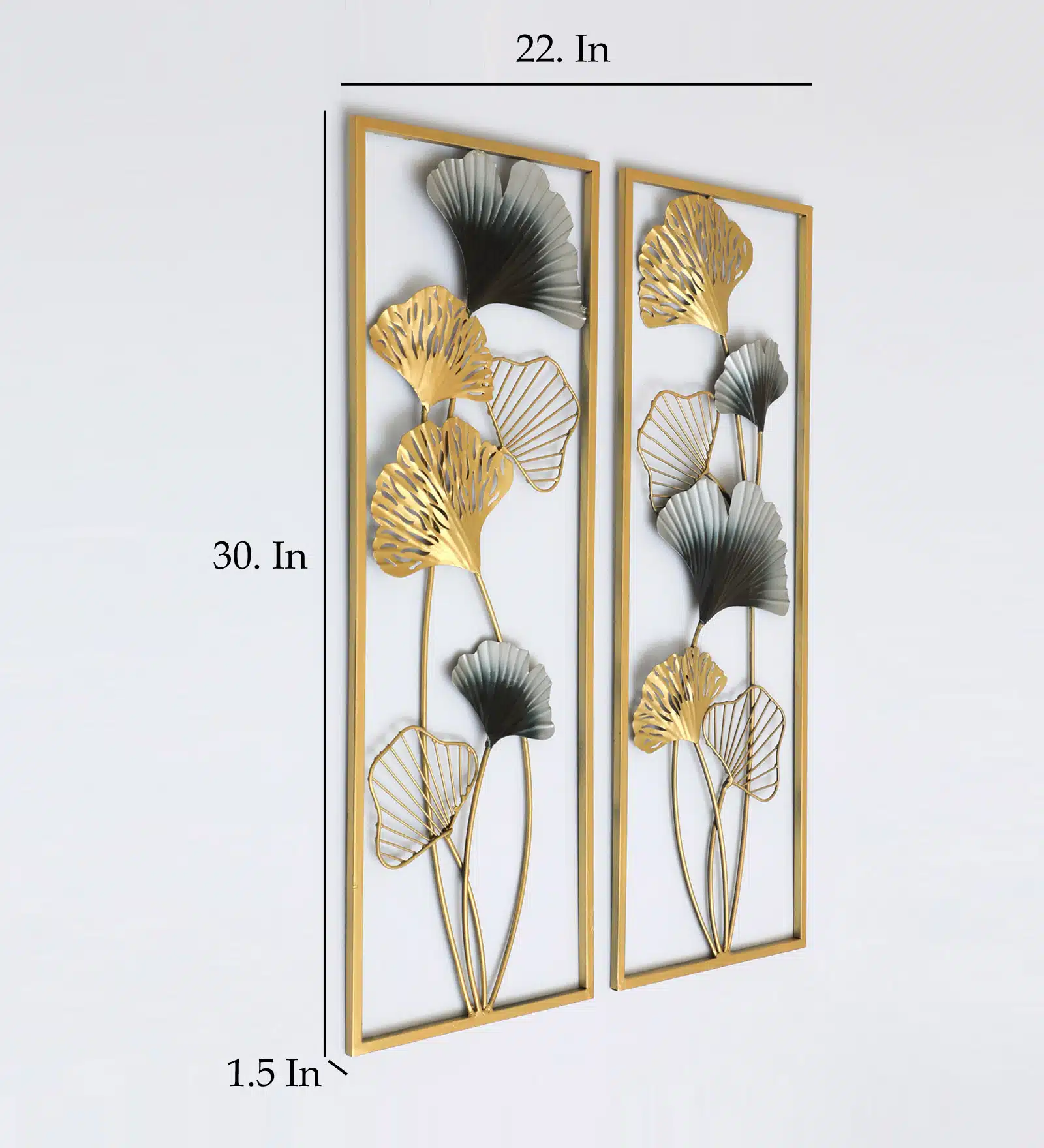 Metal Wall Art Set of 2 - Wayanad Leaf Frames 11x30 Inch - Image 6