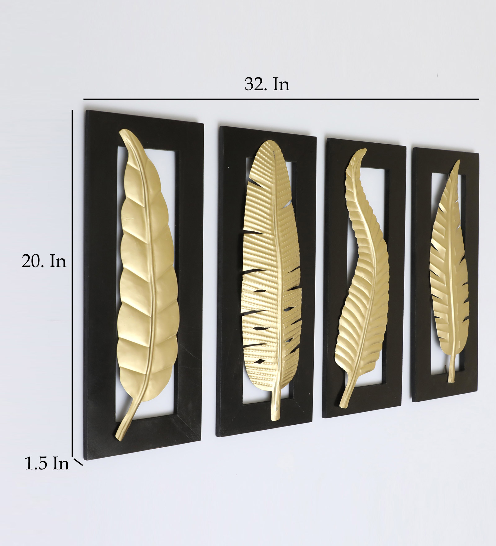 Metal & MDF Vantara Leaf Wall Decor Set of 4 - Image 2