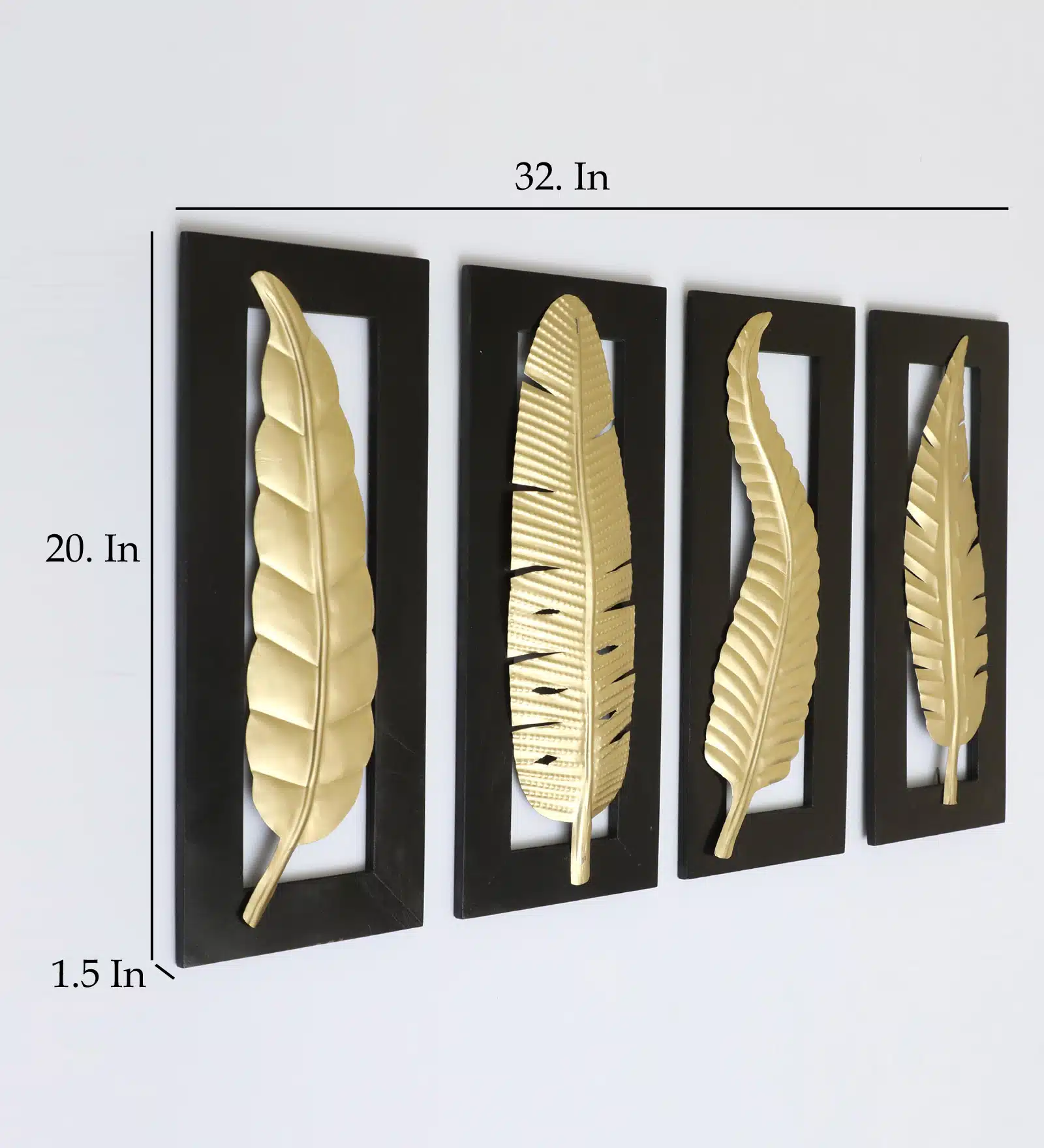 Leaf Wall Decor Set of 4 - Vantara Metal MDF Wall Frames - Image 2