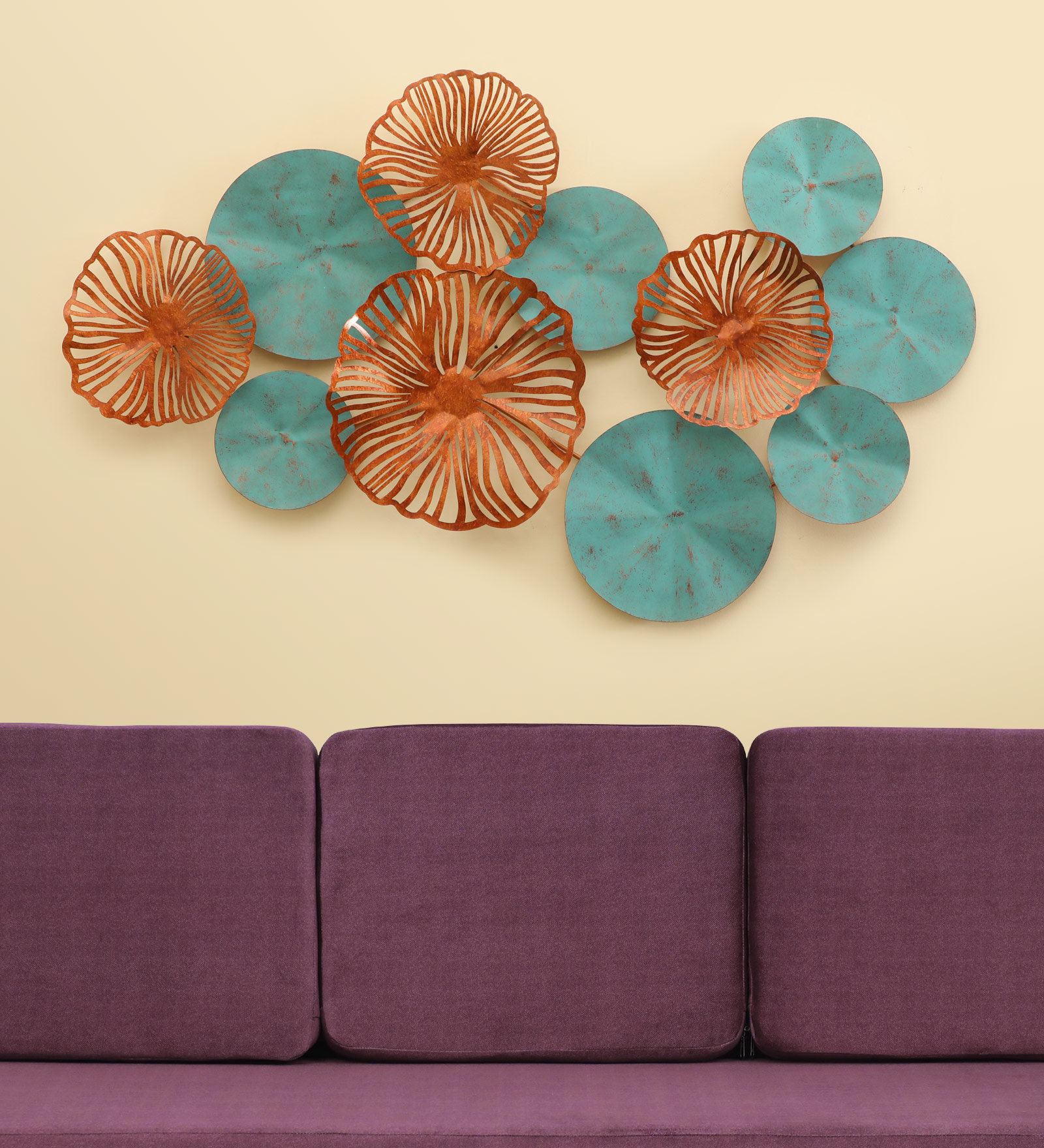 Metal Blue Flower Wall Decor